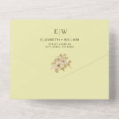 Rose Frame – Monogram Celestial Yellow Wedding All In One Uitnodiging (Achterkant)