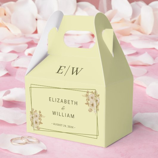 Rose Frame – Monogram Celestial Yellow Wedding Bedankdoosjes (Huwelijk)