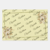 Rose Frame – Monogram Celestial Yellow Wedding Inpakpapier Vel (Voorkant 2)