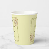 Rose Frame – Monogram Celestial Yellow Wedding Papieren Bekers (Links)