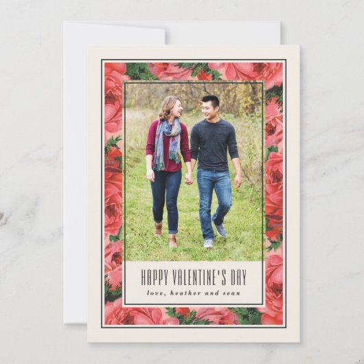 Rose Frame Valentine's Day Carte photo - Ivoire (Devant)