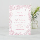 ROSE FRANÇAIS TOILE Baby shower Invitation (Debout devant)
