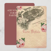 Rose Française - Carte d'invitation (Devant / Derrière)