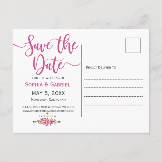 Rose Fuchsia Botanique Florale  Carte de Préavis d (Dos)