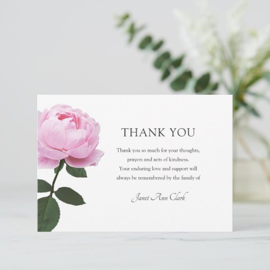 Rose funéraire Carte de note Merci (Debout devant)