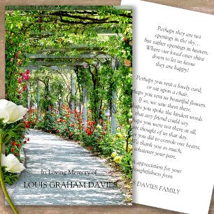 Rose funéraire Chemin Memorial Prayer Cartes de sy