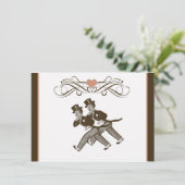 Rose gai mignon de brun de faire-part de mariage (Debout devant)