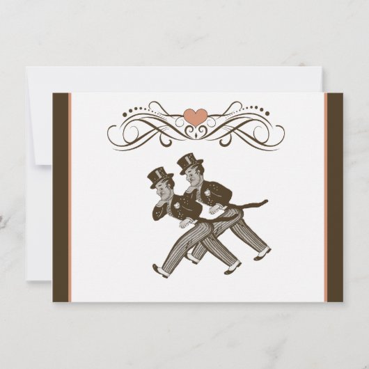 Rose gai mignon de brun de faire-part de mariage (Devant)