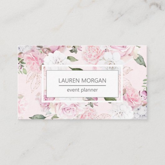 Rose Garden Blush Florals Carte de visite (Devant)