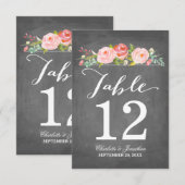 Rose Garden | Carte de Numéro de Table (Devant / Derrière)