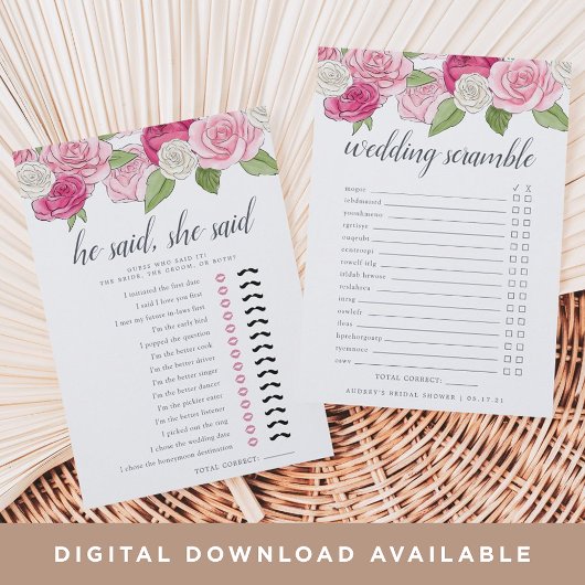 Rosé Garden Double Sided Vrijgezellenfeest Game Ka Kaart