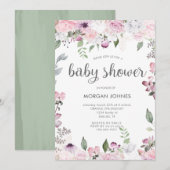 Rose Garden Floral Baby shower Invitation (Devant / Derrière)