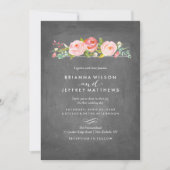 Rose Garden Floral Chalkboard Faire-part de mariag (Devant)