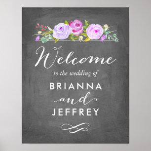 Rose Garden Floral Mariage Affiche de bienvenue ta