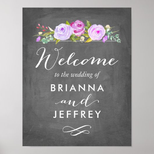 Rose Garden Floral Mariage Affiche de bienvenue ta (Devant)