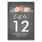Rose Garden Floral Mariage Carte Numéro de table (Dos)