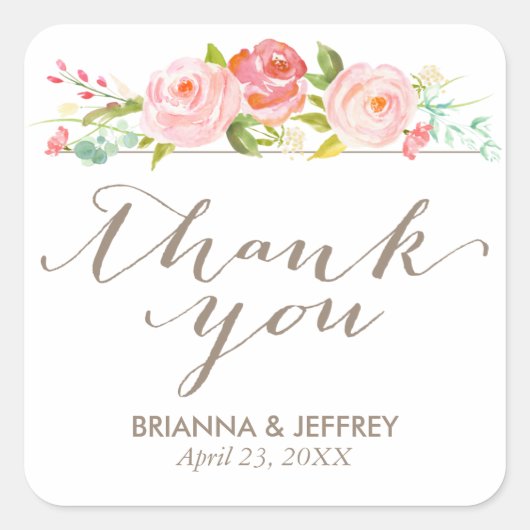 Rose Garden Floral Wedding Favoriser Étiquette Car (Devant)