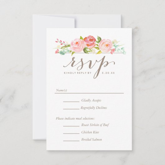 Rose Garden Floral Wedding RSVP avec options de me (Devant)