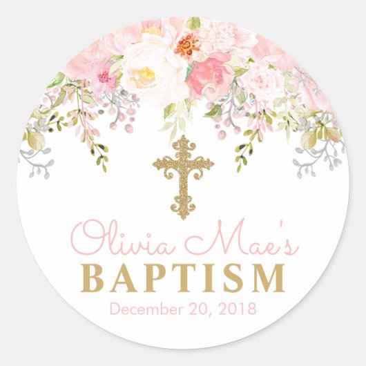 Rose Garden Girl Baptism Favoriser les étiquettes (Devant)