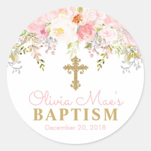 Rose Garden Girl Baptism Favoriser les étiquettes 
