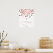 Rose Garden Girl Boho Baptism Affiche de bienvenue (Cuisine)