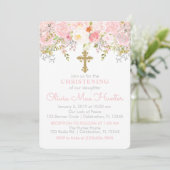 Rose Garden Girl Christening Invitation (Debout devant)