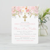 Rose Garden Girl First Holy Communion Invitation (Debout devant)