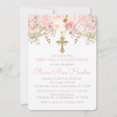 Rose Garden Girl First Holy Communion Invitation (Devant)