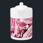 Rose Garden Hope, Dream, Believe Tea Pot<br><div class="desc">Présentez le "Rose Garden Hope, Dream, Believe Tea Pot", un ajout délicieux à votre rituel du tea time qui combine élégance et inspiration personnalisée. Ce pot de thé de taille moyenne de Stellar Style Shop n'est pas seulement un récipient pour votre brasserie préférée; c'est un morceau d'art sur mesure prêt...</div>