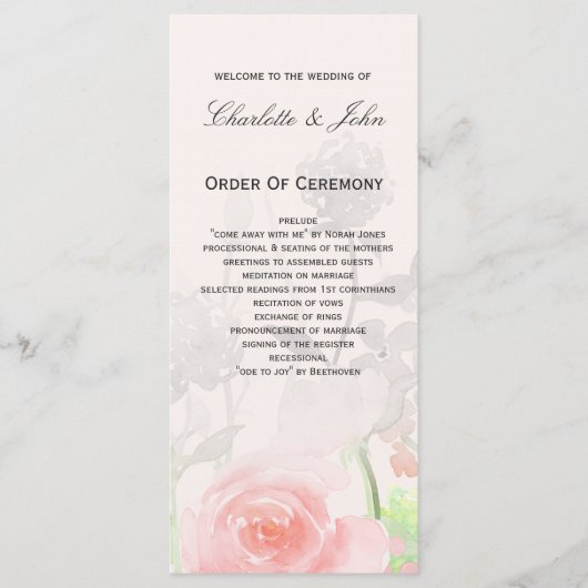 Rose Garden Moderne Floral programmes de mariage (Devant)