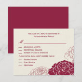 Rose Garden Wedding Carte RSVP - Rouge Riche (Devant / Derrière)