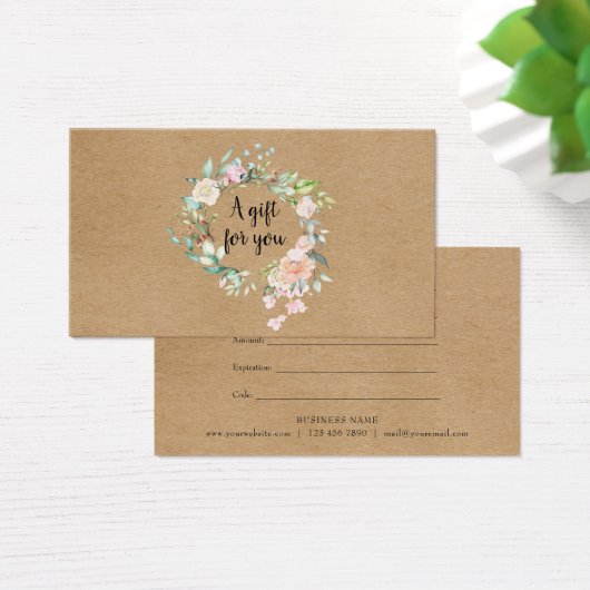 Rose Garland Rustic Kraft Certificat cadeau (Bureau)