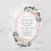 Rose géométrique Gold Floral Wedding Invitation (Devant / Derrière)