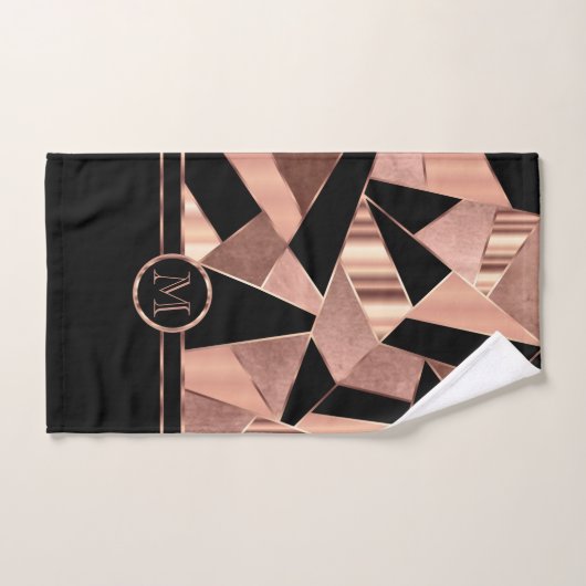 Rose géométrique Or et noir (Serviette à main)