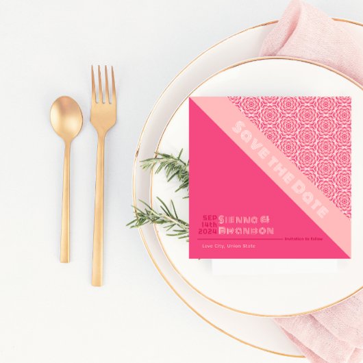 Rose Géométrique Rouge Enregistrer La Carte Date