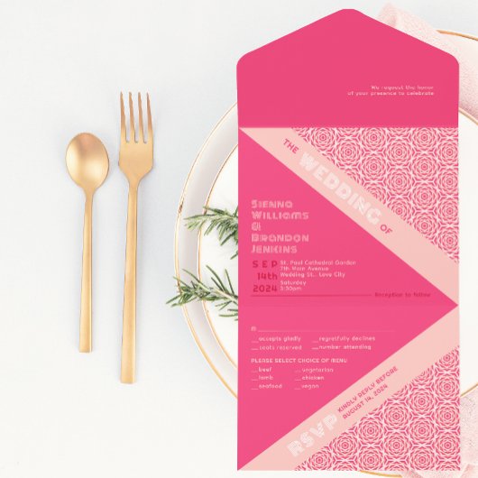 Rose géométrique rouge tout en un Faire-part de ma