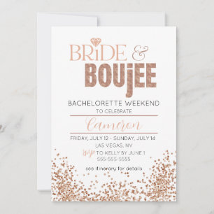 Rose Glitzy Gold I Bachelorette Weekend Invitation