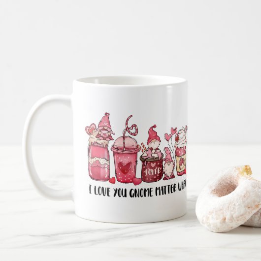 ROSE GNOMES COUPES DE CAFÉ VALENTINE'S DAY MUG (Avec donut)