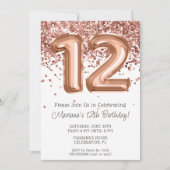 Rose Gold 12e anniversaire fêté Invitation (Devant)