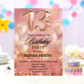 Rose Gold 13e anniversaire fête rose Invitations