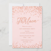 Rose Gold 13e anniversaire Invitation Faux Foil (Devant)
