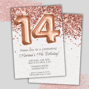 Rose Gold 14e anniversaire fêté Invitation