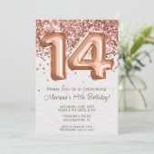 Rose Gold 14e anniversaire fêté Invitation (Debout devant)
