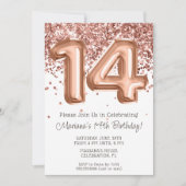 Rose Gold 14e anniversaire fêté Invitation (Devant)