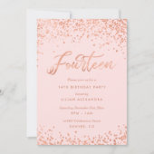 Rose Gold 14e anniversaire Foire Invitation Faux F (Devant)