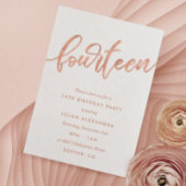 Rose Gold 14e anniversaire Invitation | Faux Foil