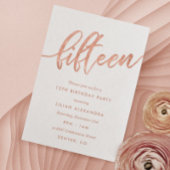 Rose Gold 15e anniversaire Invitation | Faux Foil