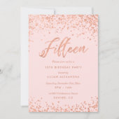 Rose Gold 15e anniversaire Invitation Faux Foil (Devant)