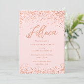 Rose Gold 15e anniversaire Invitation Faux Foil (Debout devant)
