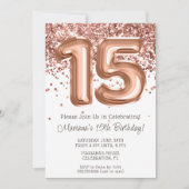Rose Gold 15th Birthday Party Invitation (Devant)